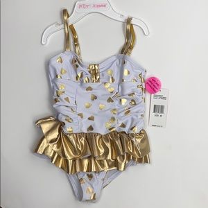 Girls 4T Betsey Johnson Gold Swimsuit